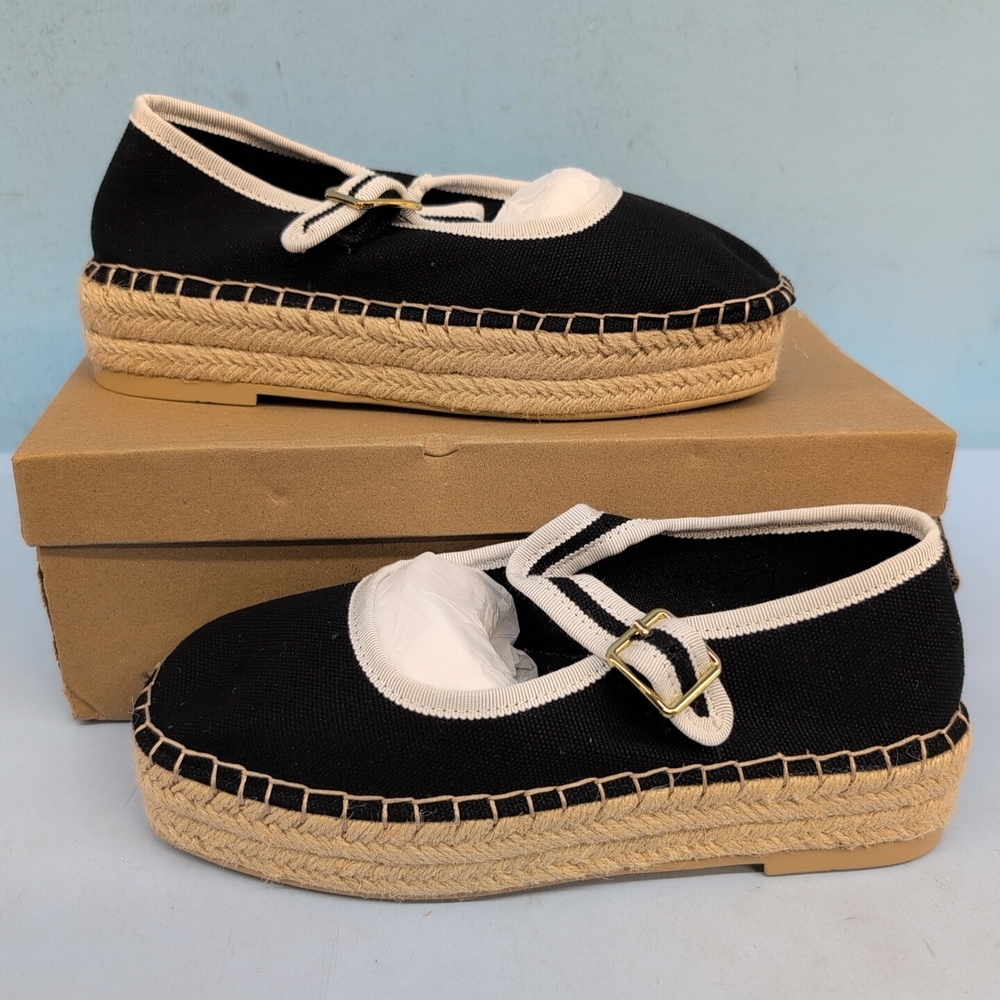 Women's Maeve Mary Jane Espadrille Flats Sandals Size 5 Black